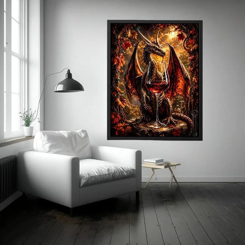Dragon and wine in autumn glow