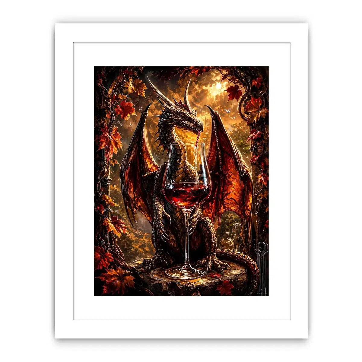 Dragon and wine in autumn glow