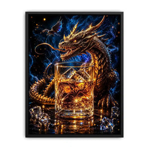 Dragon and whiskey in golden glow