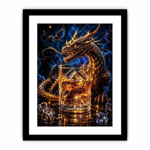 Dragon and whiskey in golden glow