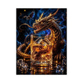 Dragon and whiskey in golden glow