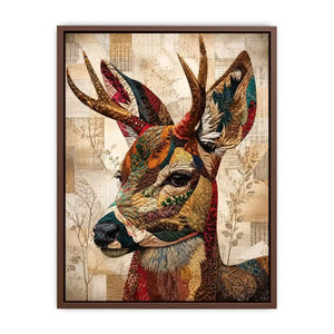 Textile stag with patterned antlers