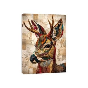 Textile stag with patterned antlers