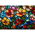 Vibrant stained-glass floral mosaic