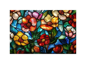 Vibrant stained-glass floral mosaic
