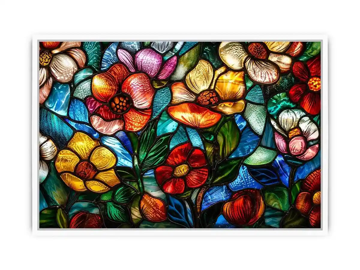 Vibrant stained-glass floral mosaic