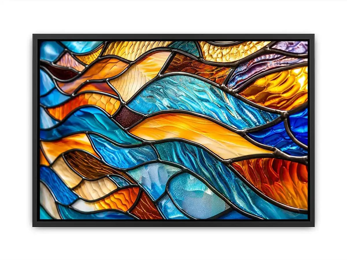 Vibrant stained-glass wave pattern