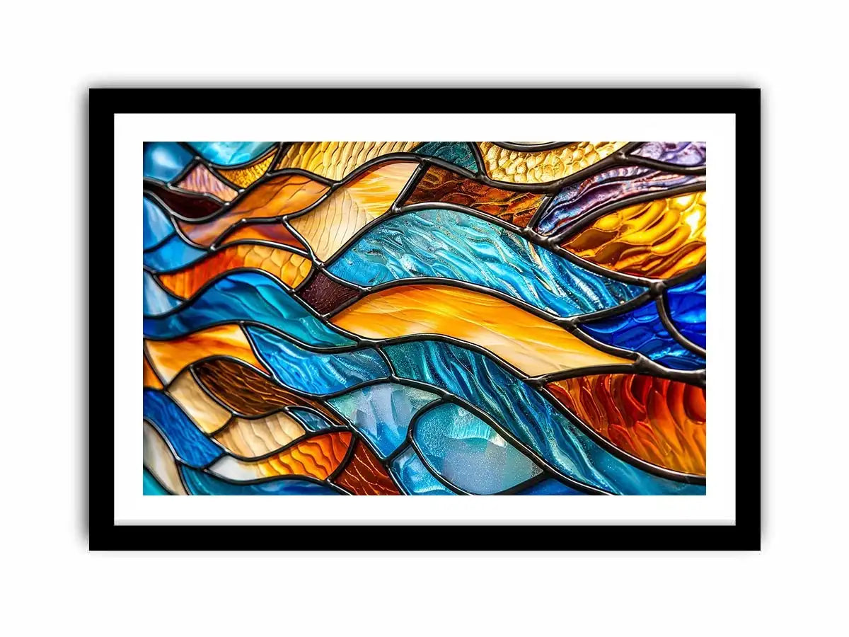 Vibrant stained-glass wave pattern