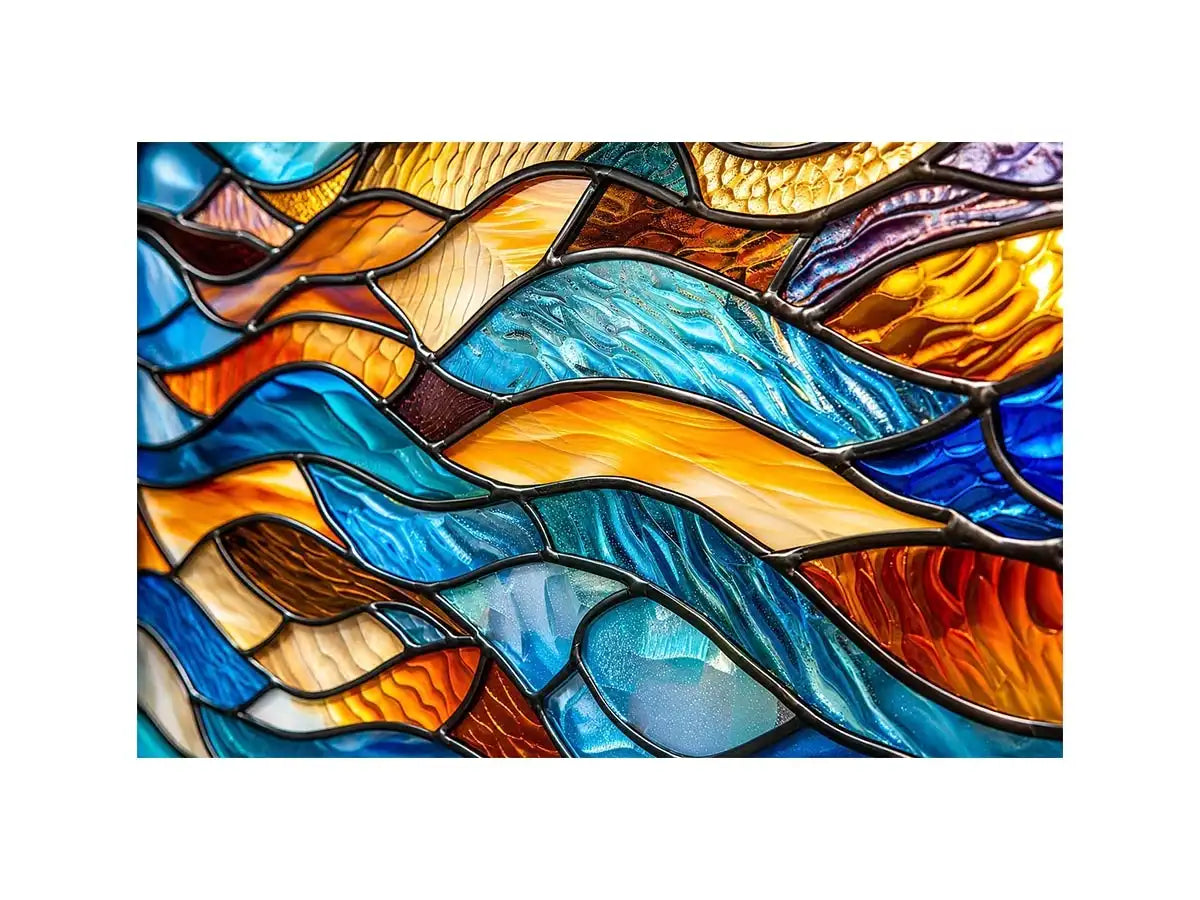 Vibrant stained-glass wave pattern