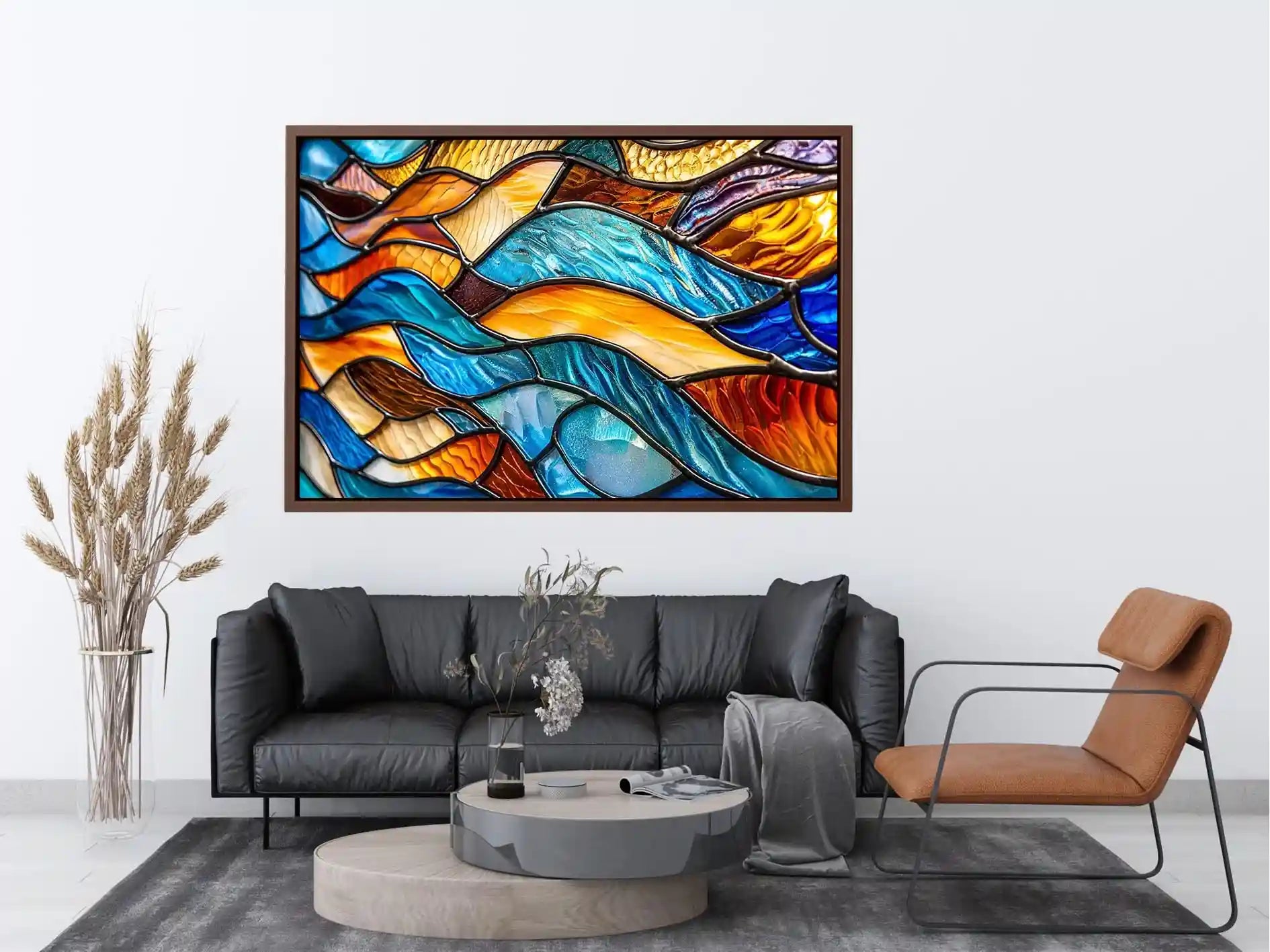 Vibrant stained-glass wave pattern