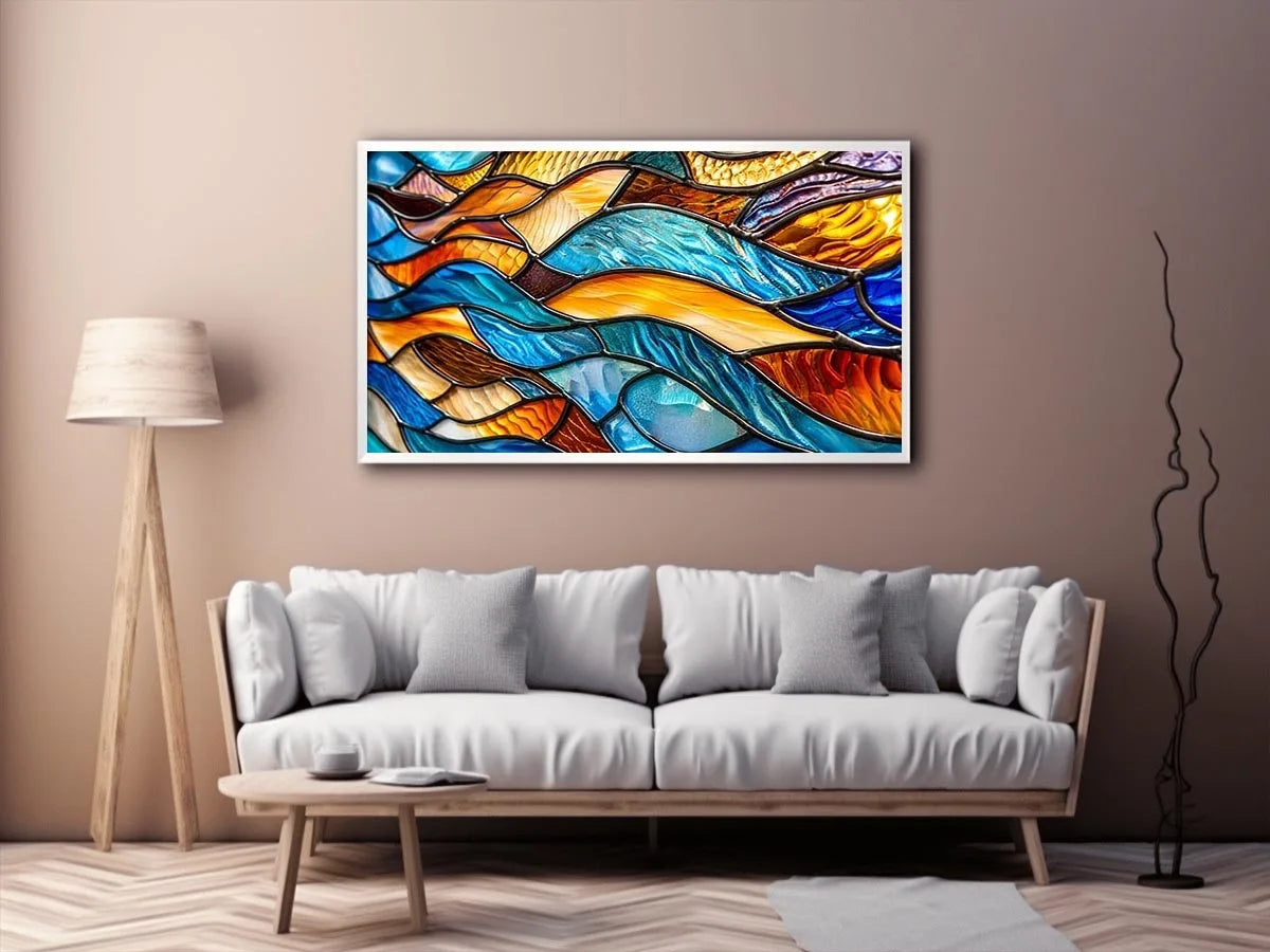 Vibrant stained-glass wave pattern