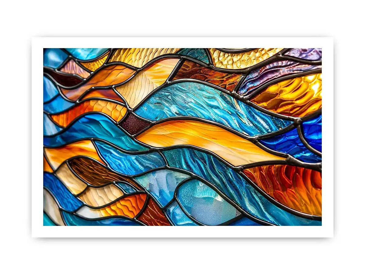 Vibrant stained-glass wave pattern