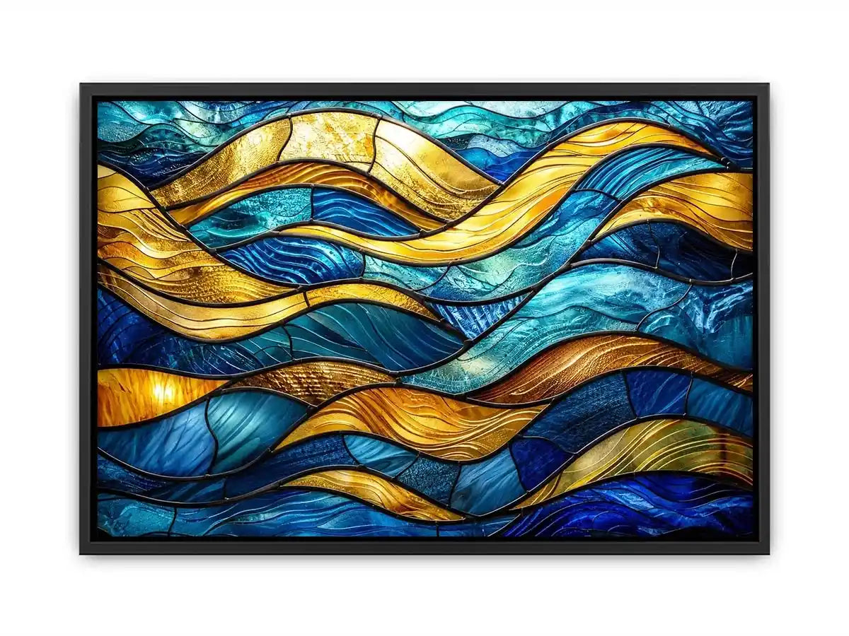 Abstract stained-glass ocean waves