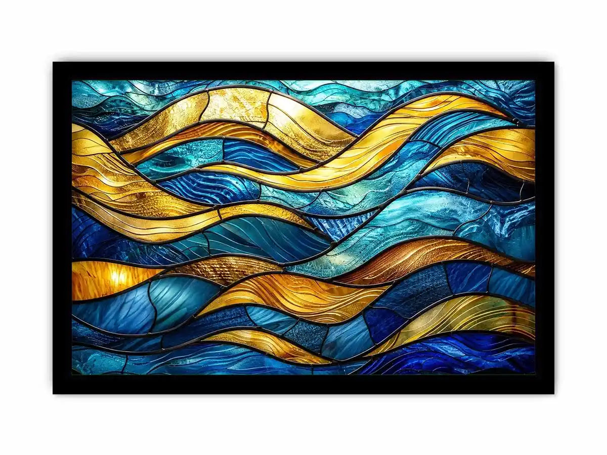 Abstract stained-glass ocean waves
