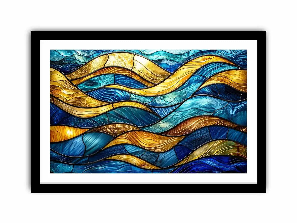 Abstract stained-glass ocean waves