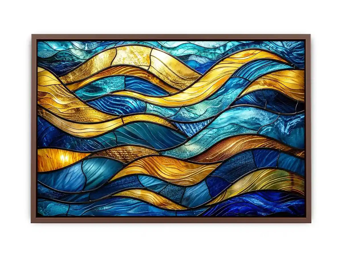 Abstract stained-glass ocean waves