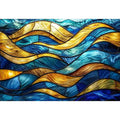 Abstract stained-glass ocean waves