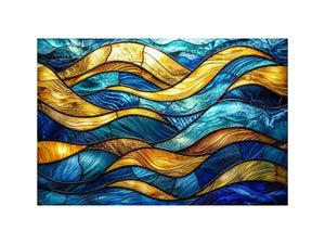 Abstract stained-glass ocean waves
