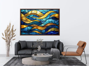 Abstract stained-glass ocean waves