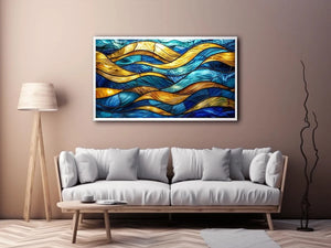 Abstract stained-glass ocean waves