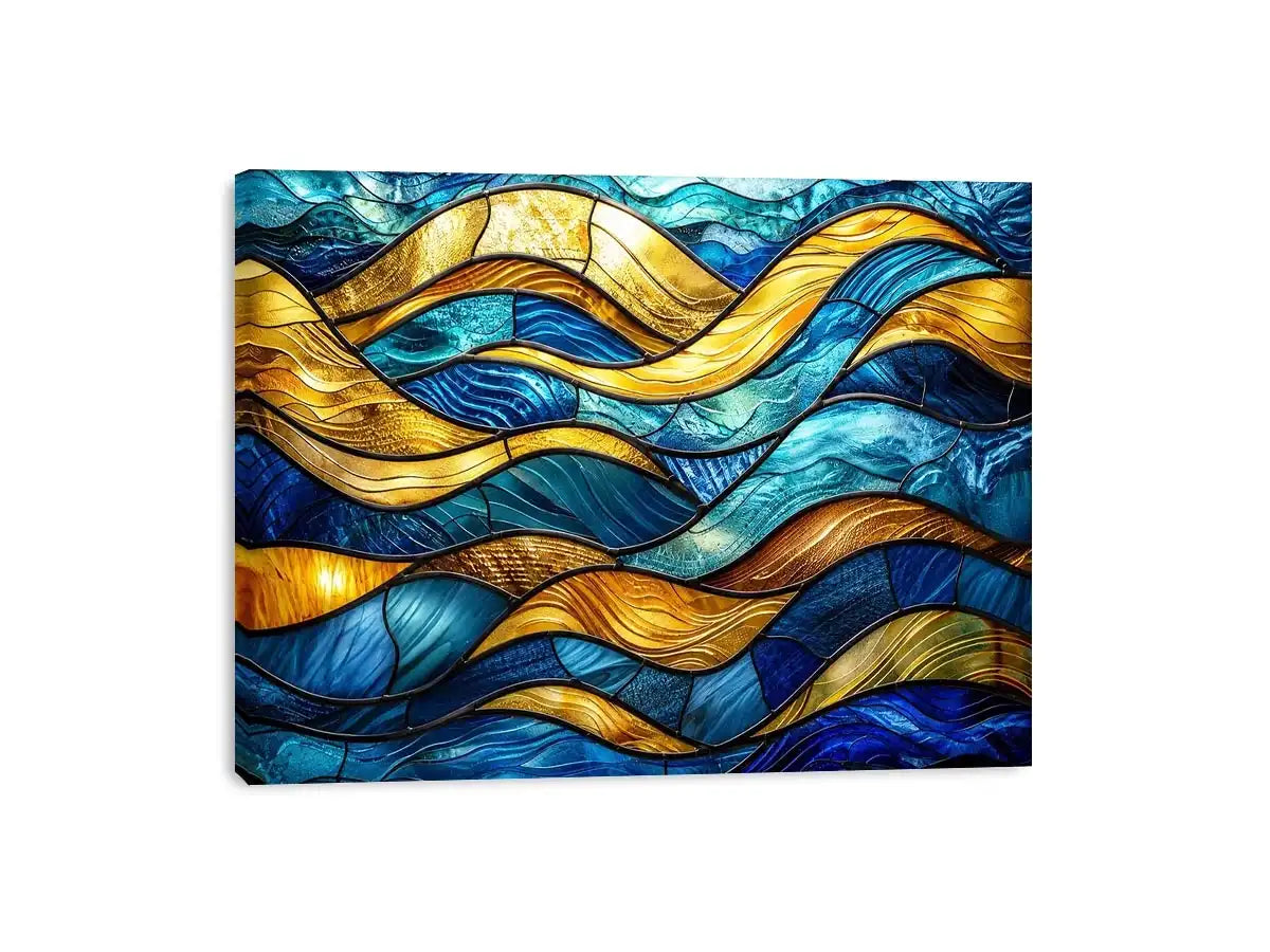 Abstract stained-glass ocean waves