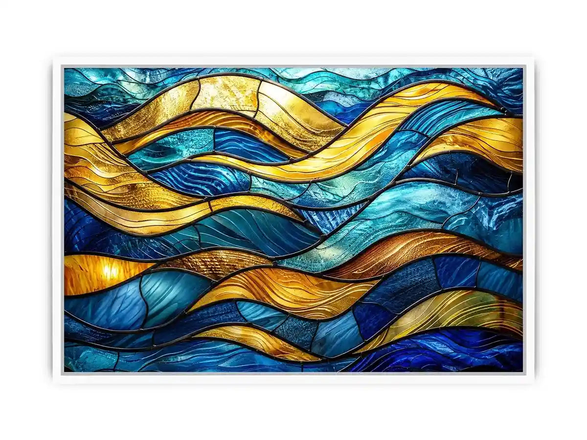Abstract stained-glass ocean waves