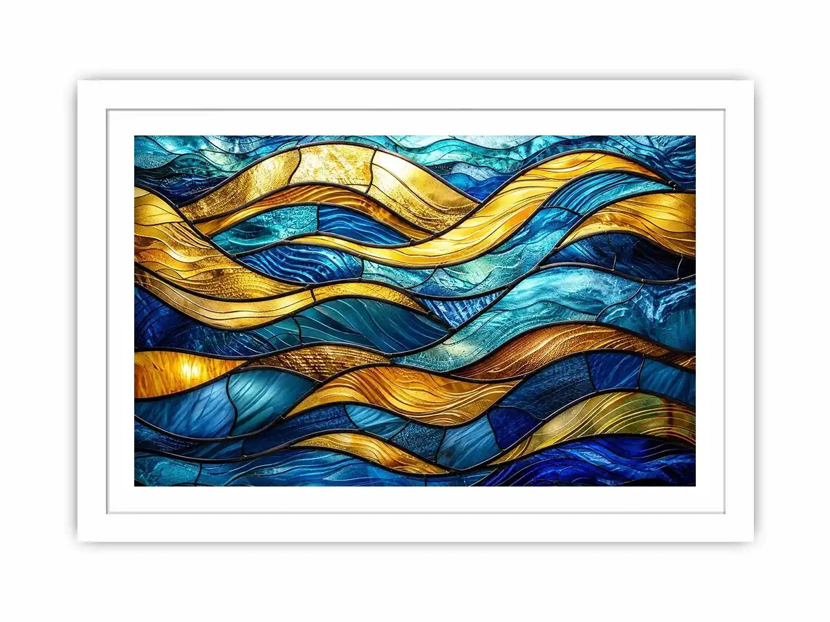 Abstract stained-glass ocean waves