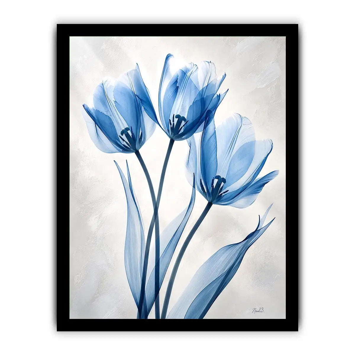 Delicate blue tulips in watercolor style