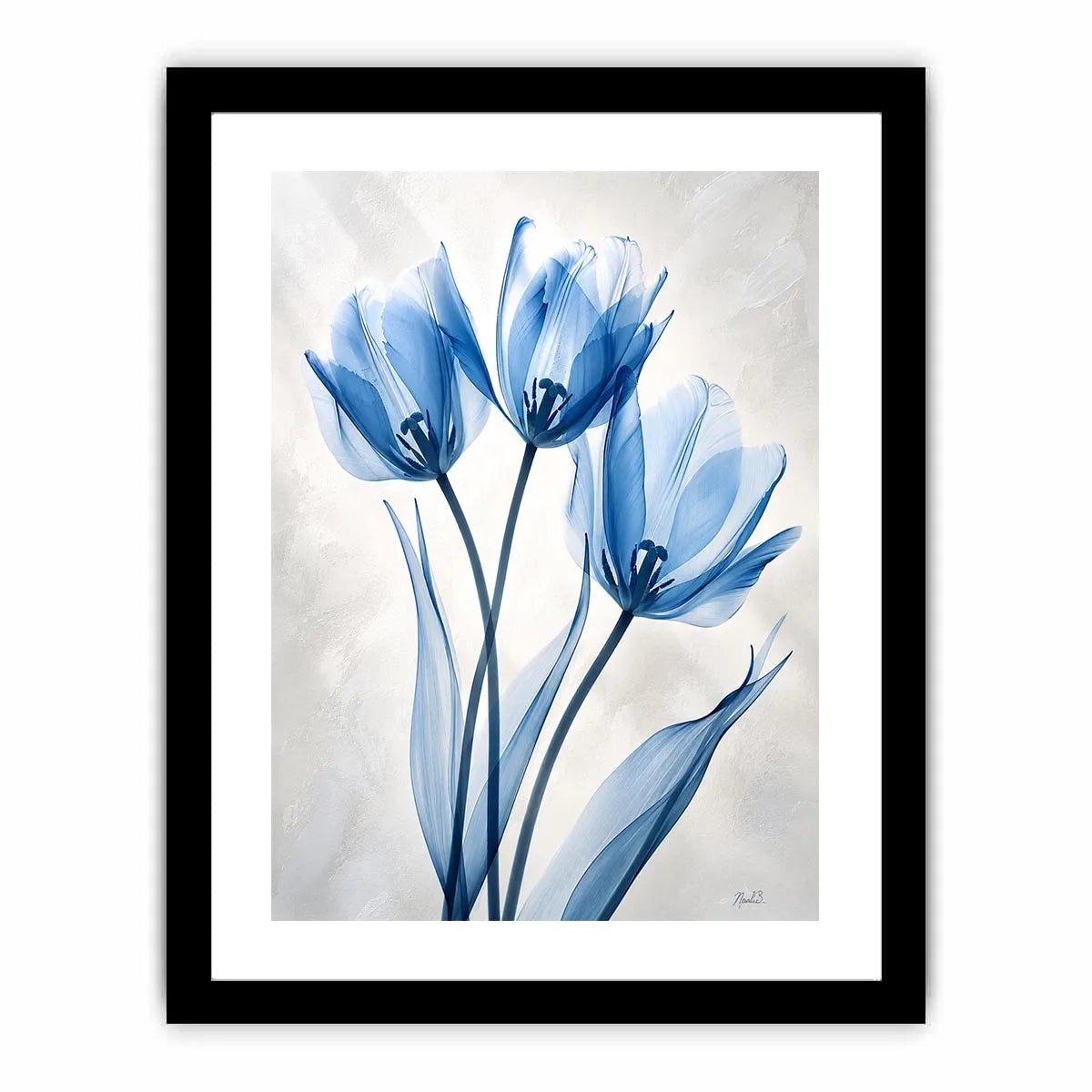 Delicate blue tulips in watercolor style