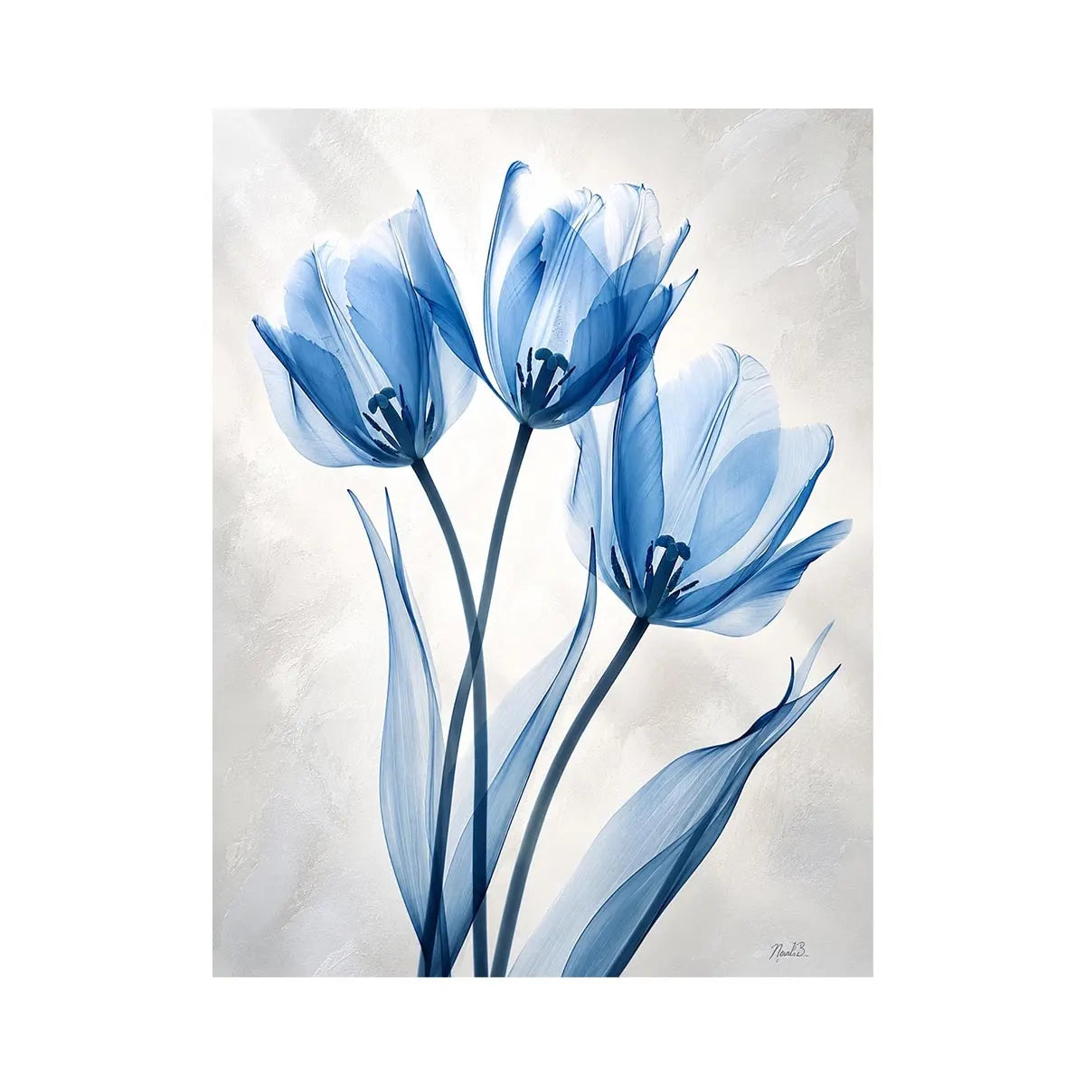 Delicate blue tulips in watercolor style