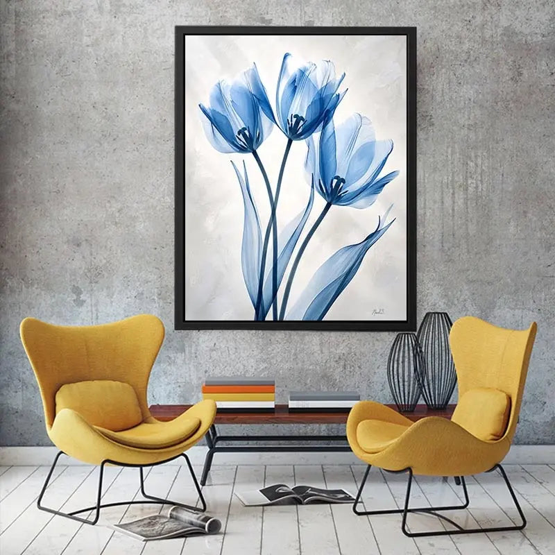 Delicate blue tulips in watercolor style