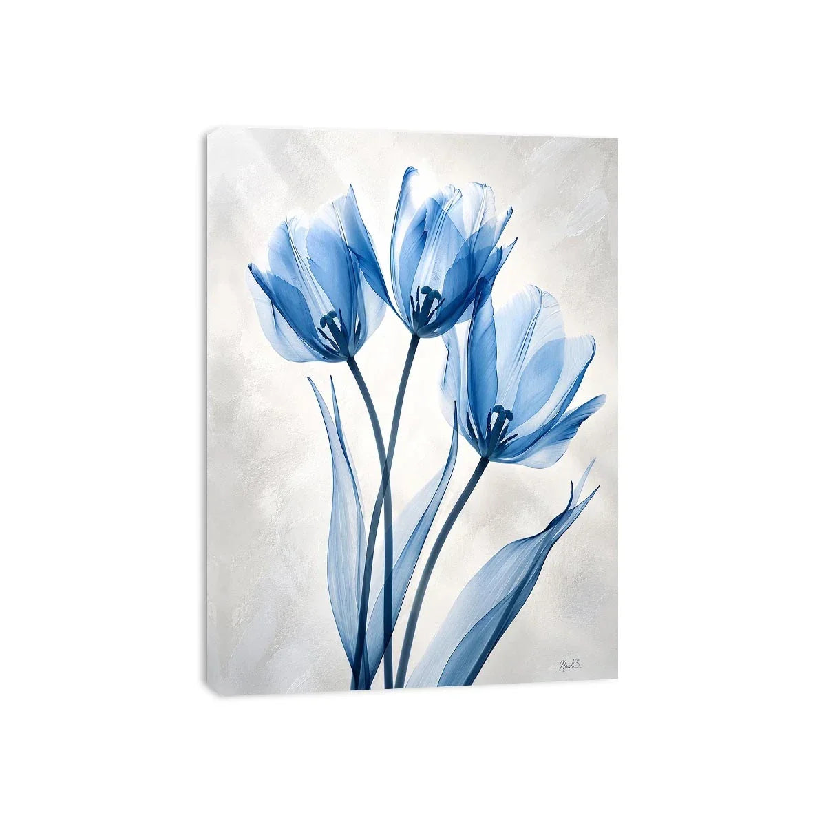 Delicate blue tulips in watercolor style