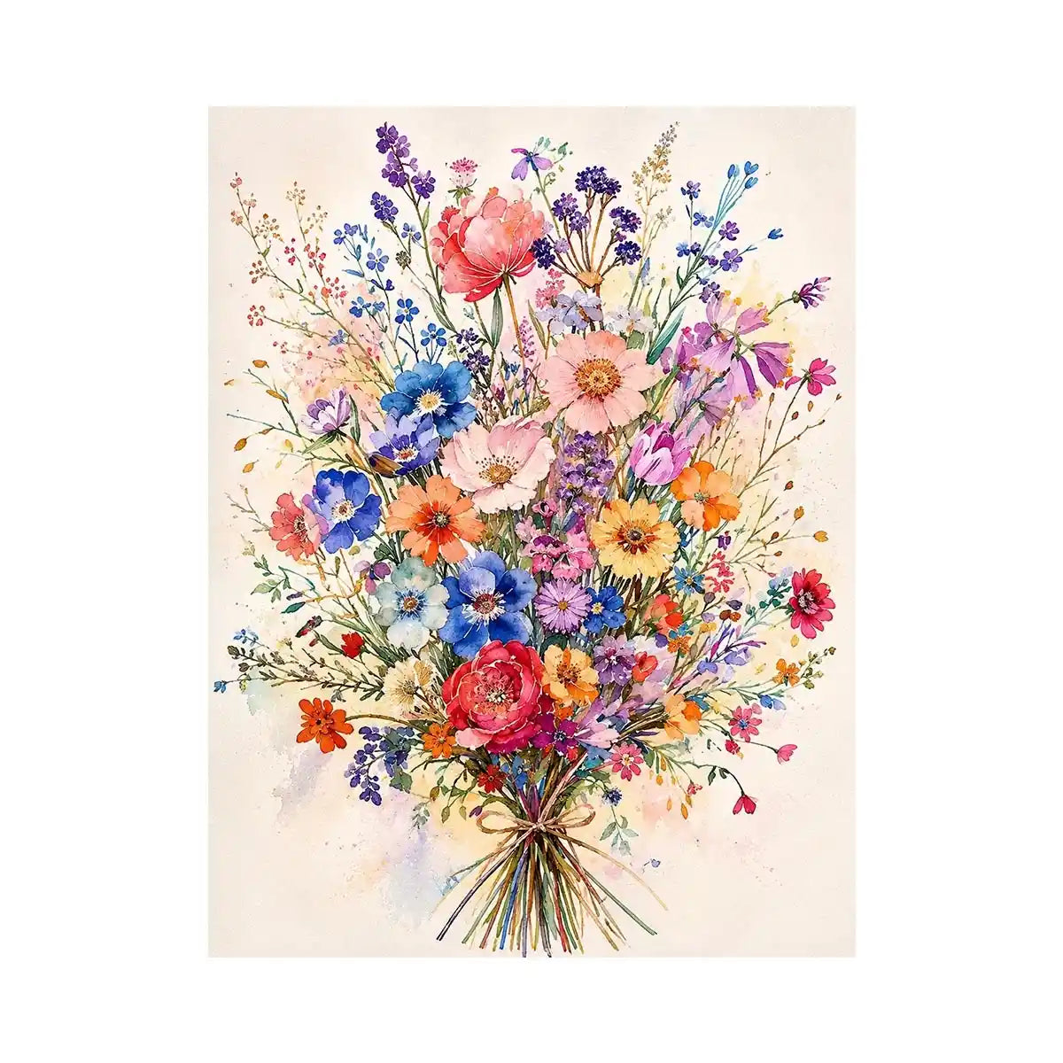 Spring wildflower bouquet in watercolor