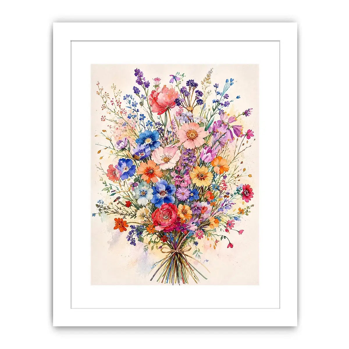 Spring wildflower bouquet in watercolor