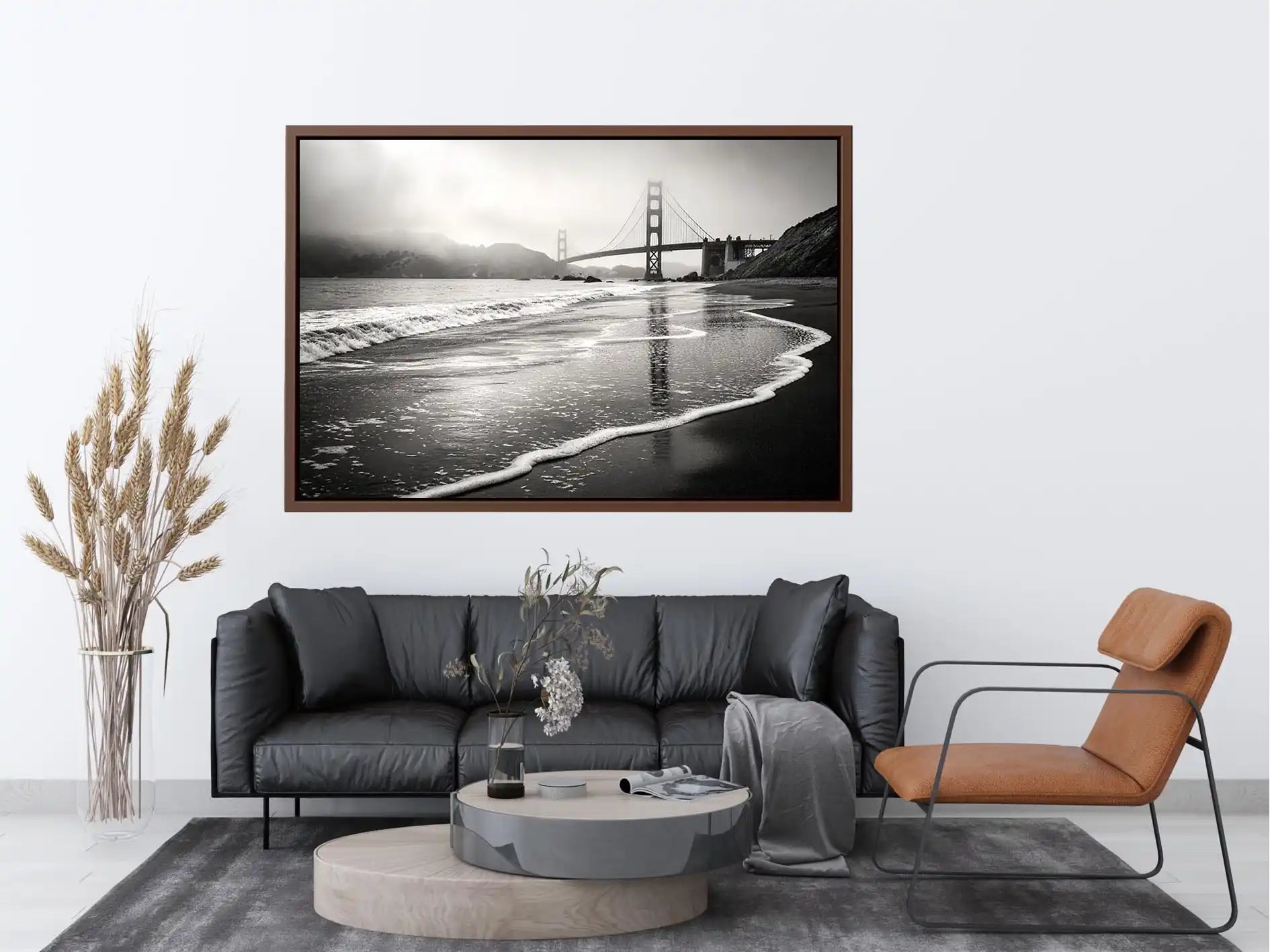 Misty coastal bridge at dawn
