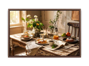 Cozy farmhouse breakfast in morning light