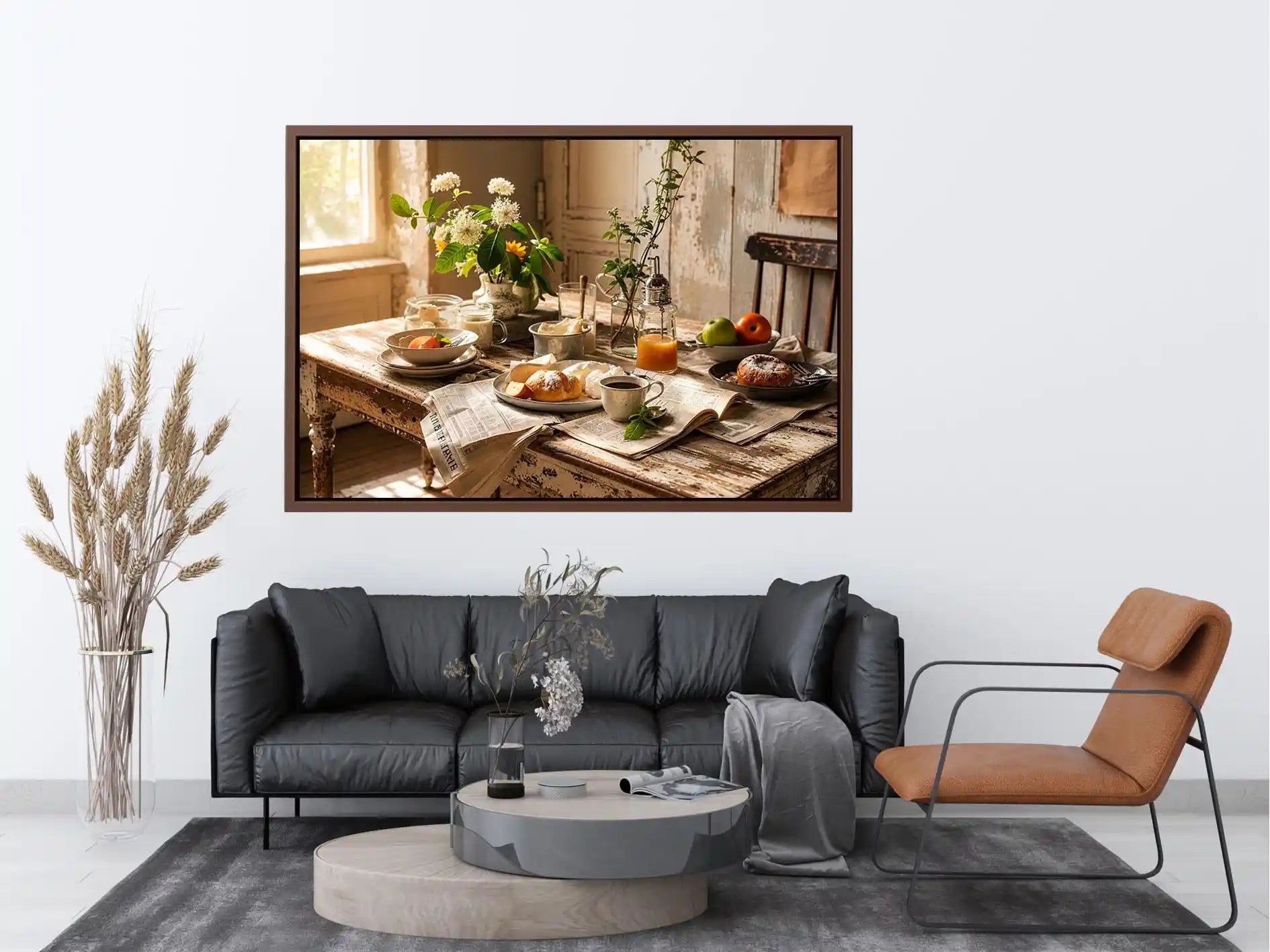 Cozy farmhouse breakfast in morning light