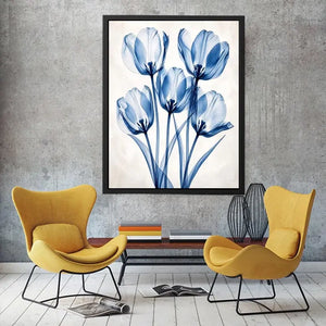 Delicate blue tulips in soft composition