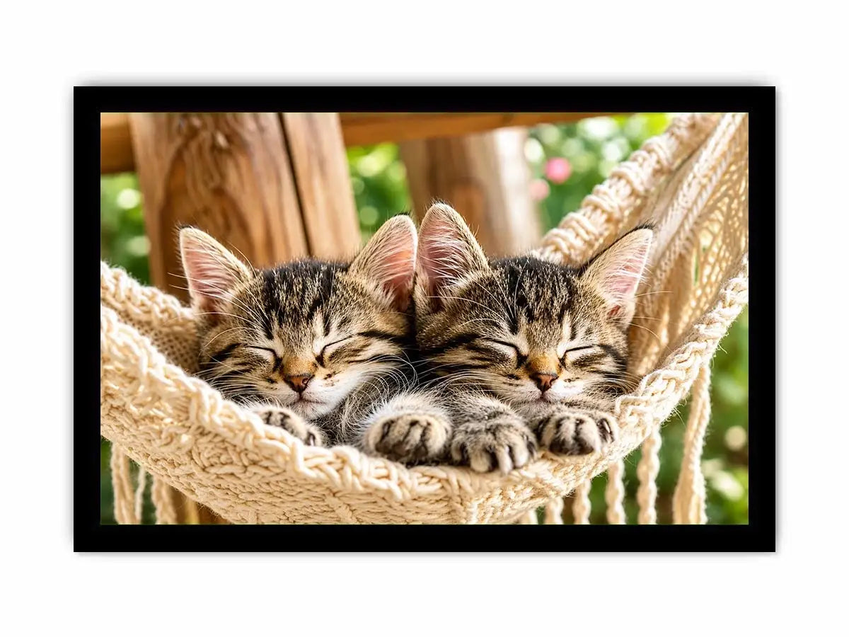 Sleeping kittens in a hammock
