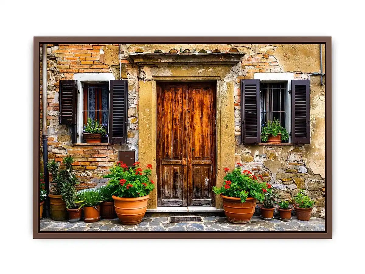 Charming Mediterranean doorstep with plants
