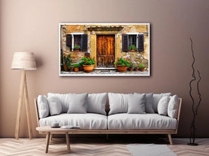 Charming Mediterranean doorstep with plants