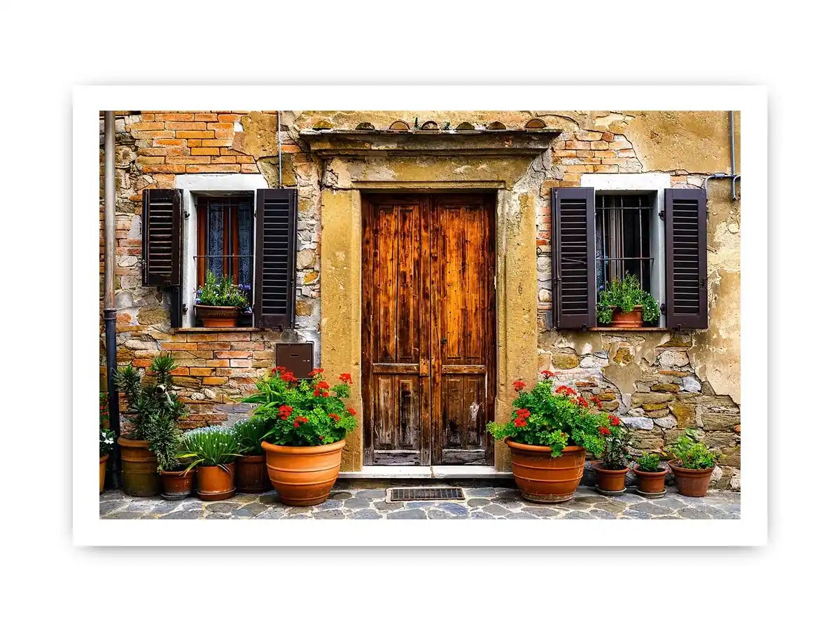 Charming Mediterranean doorstep with plants