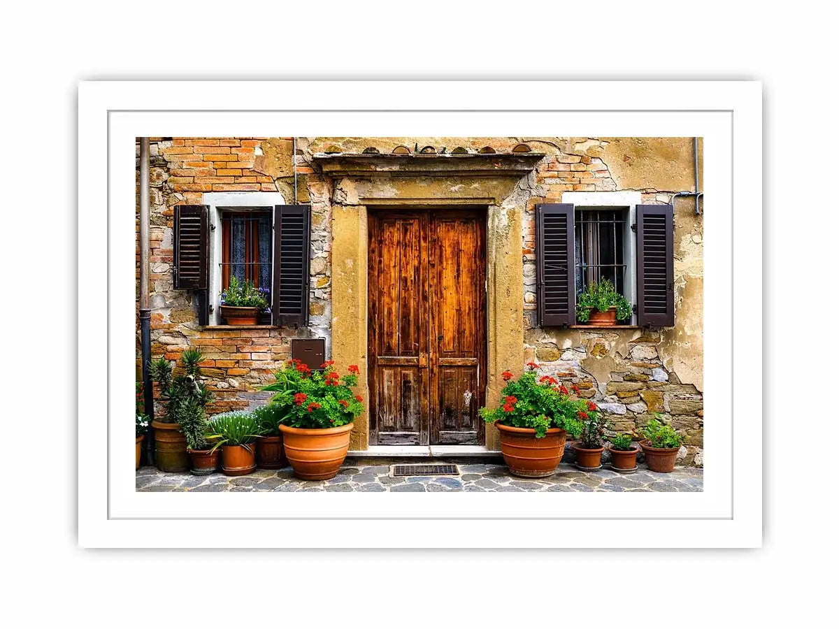Charming Mediterranean doorstep with plants