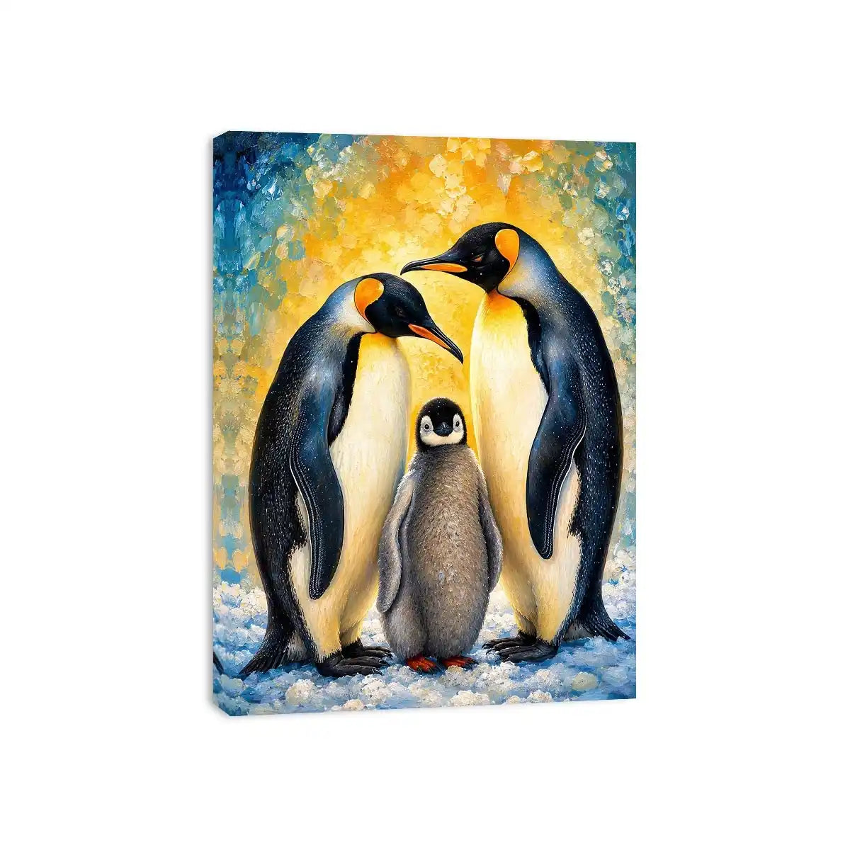 Penguin family in glowing harmony