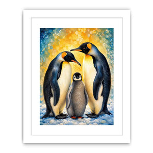 Penguin family in glowing harmony