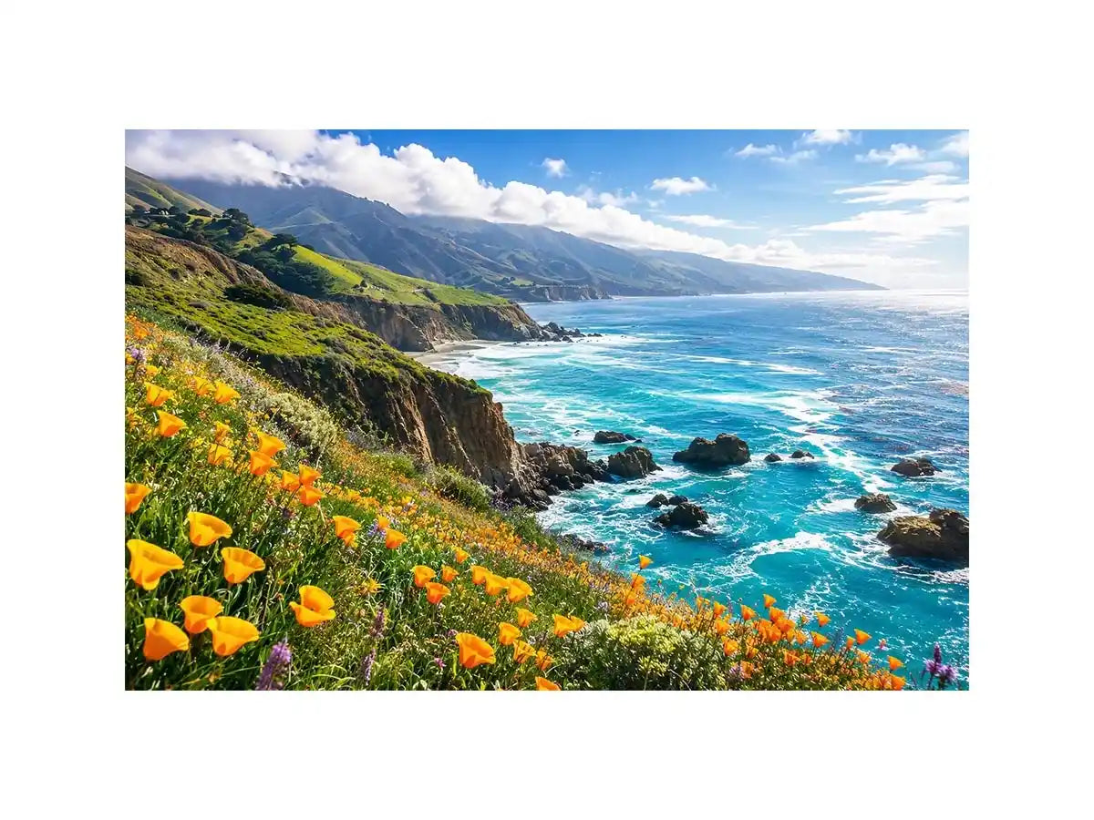 Coastal cliffs and wildflower meadow