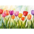 Spring tulip garden in watercolor wash