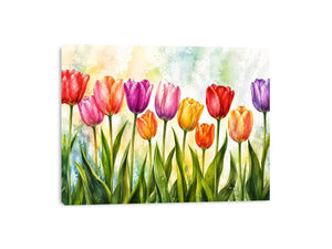 Spring tulip garden in watercolor wash