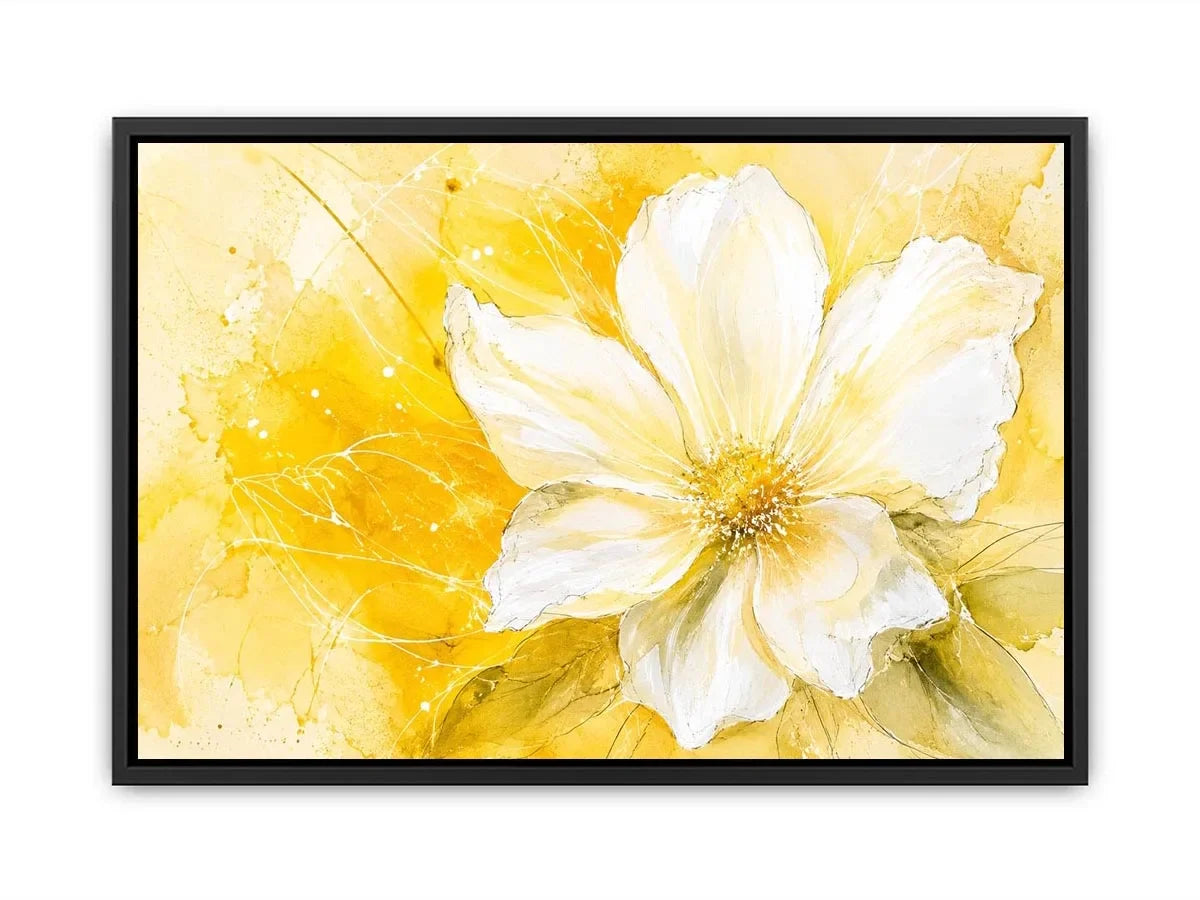 Golden bloom in watercolor strokes