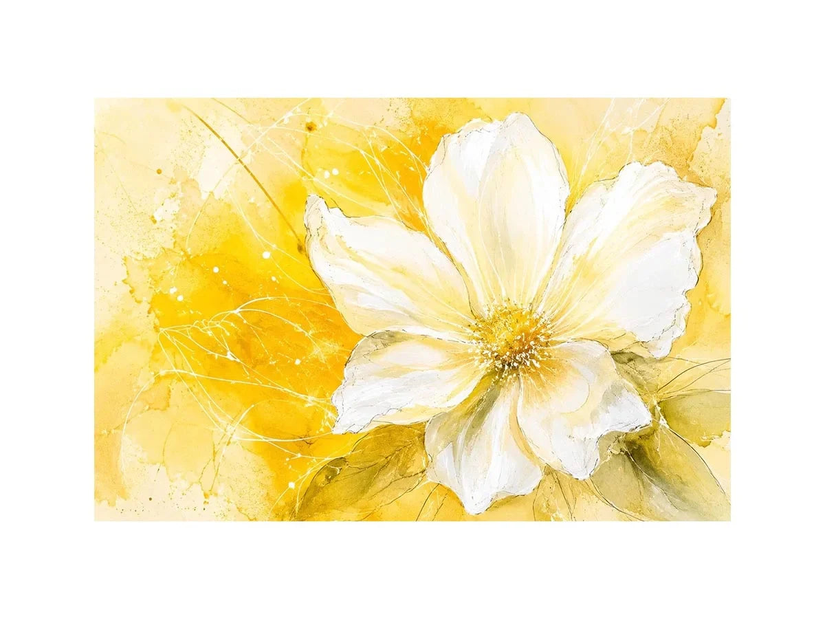 Golden bloom in watercolor strokes